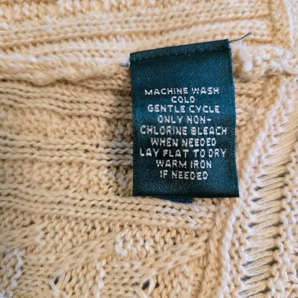 Lauren Jeans Company Ralph Lauren Creme Cotton Romantic Lace Knit Sweater Medium